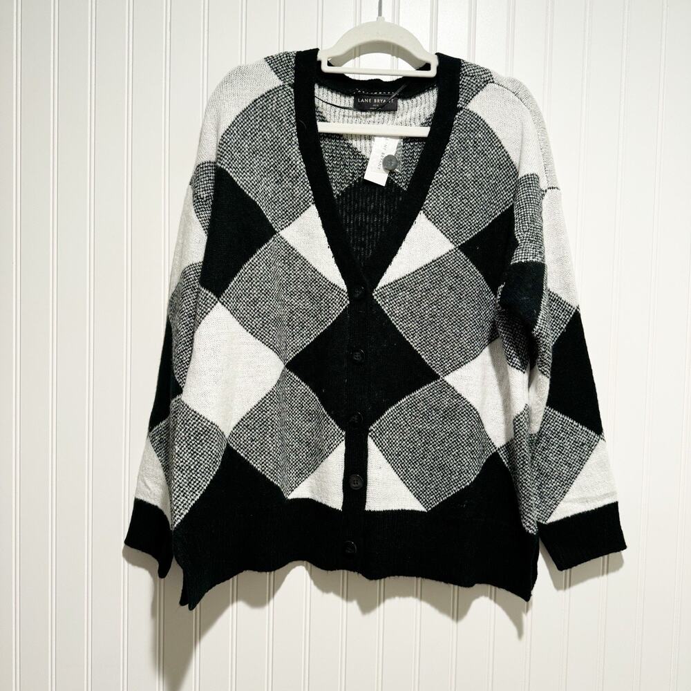Lane Bryant Black White Plaid Cardigan Sweater NEW 14/16 - Picture 2 of 7
